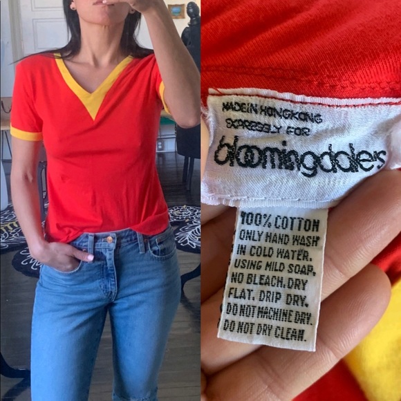 Vintage Tops - Vintage Chevron Red 1970’s Bloomingdale’s Top